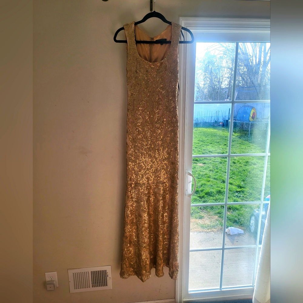 David Meister Gold Sequin Gown